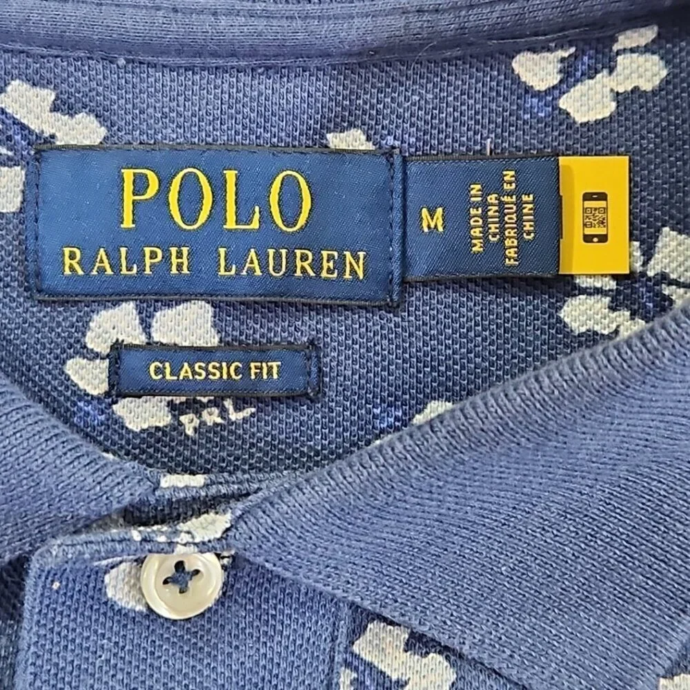 Polo‎ Ralph Lauren Classic Fit PRL Polo Shirt Men's Medium Blue Floral EUC LN